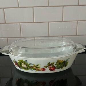 JAJ English Pyrex Casserole Dish with Vegetable Design
